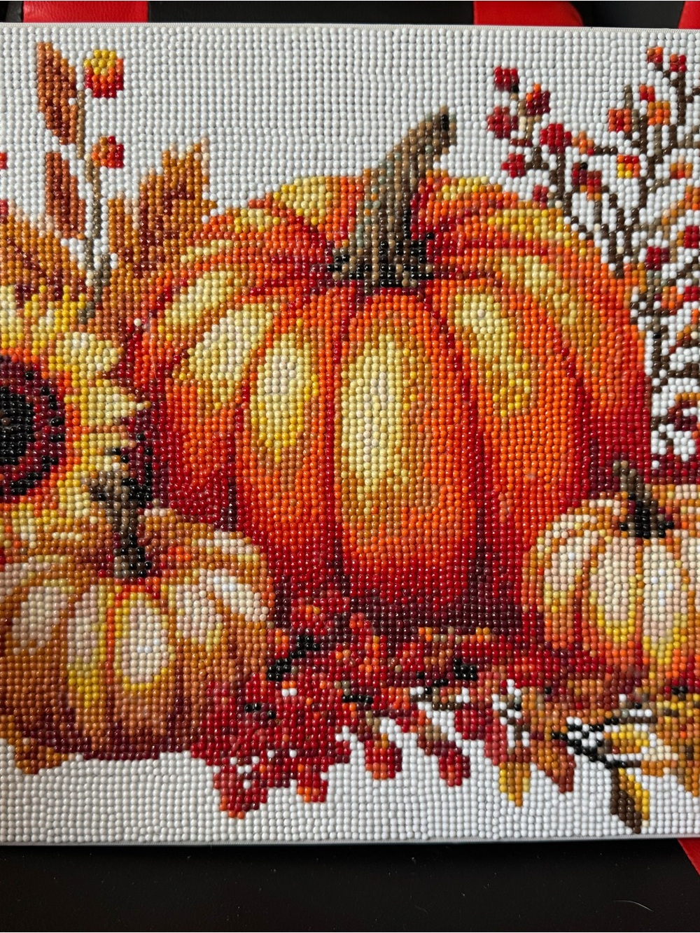 12x16 Autumn Pumpkin Diamond Art Framed Canvas - Warm Orange Harvest-completed